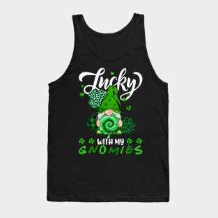 Happy St. Patrick's Day Leopard Tie Dye Shamrock Gnome Tank Top